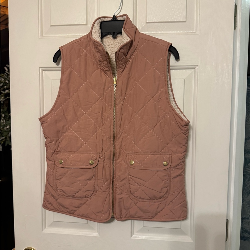 Quilted Blush Reversible Vest with Gold Accents
